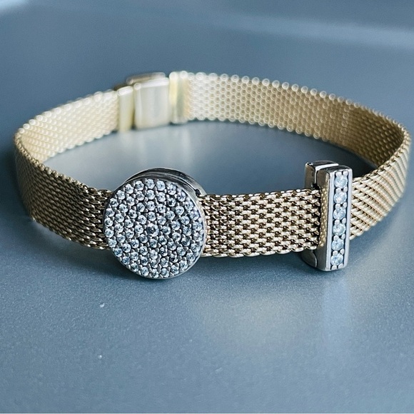 Pandora Jewelry - Pandora Reflexions Gold Plat Mesh Bracelet WITHOUT CLIP CHARMS
